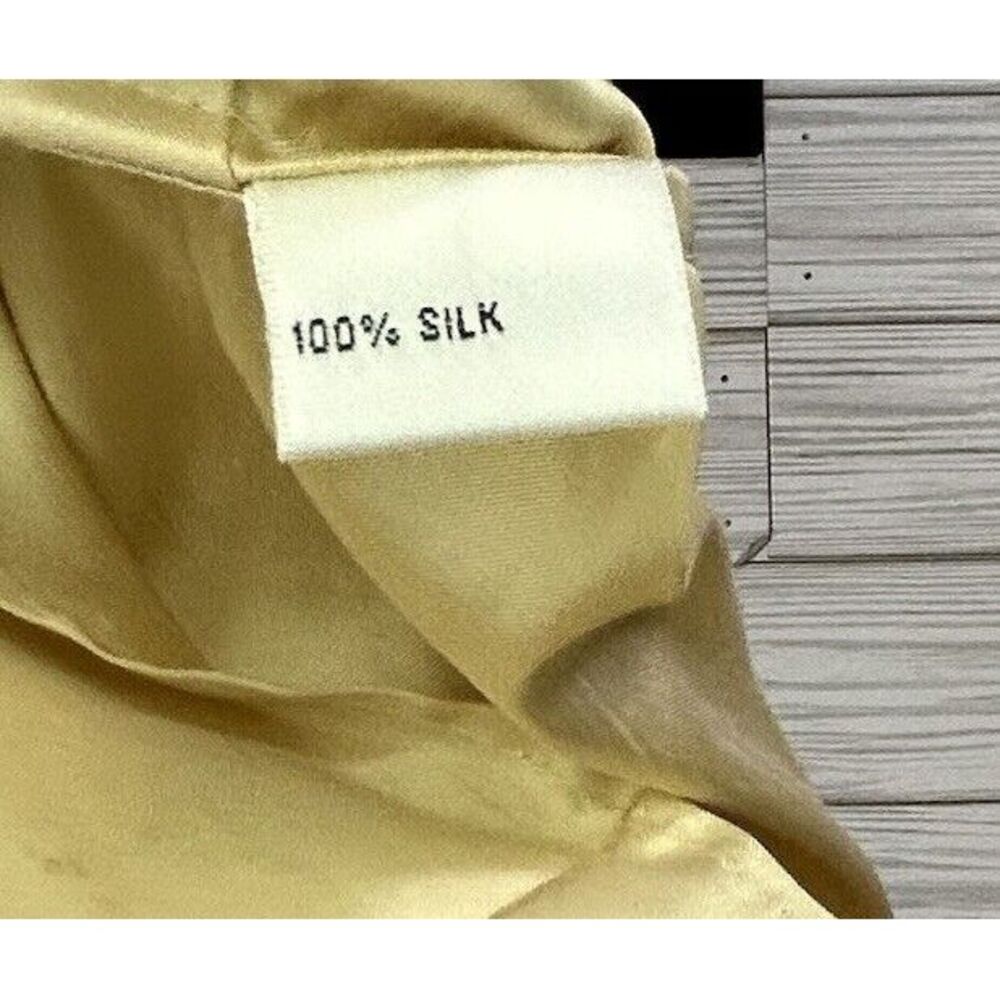 Talbot's Women's Gold Champagne Shantung Silk Blouse Tie Front Sz 4 Side Zip - Picture 5 of 10